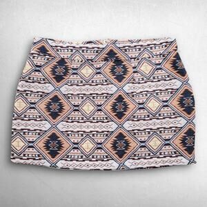 Ginger Micro Mini Skirt Womens 28 Multicolor Geometric Aztec Tribal Casual